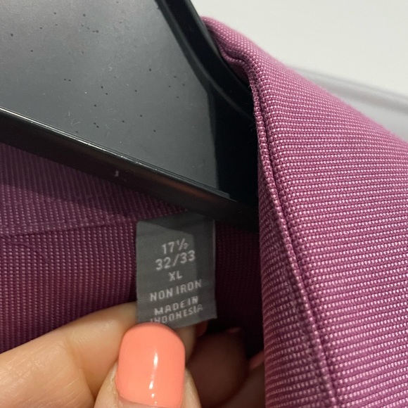 Michael Kors slim fit plum dress shirt xl 17 1/2 32/33 non iron - Picture 4 of 5